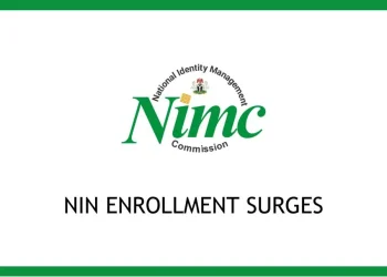 Digital illustration of the Nigerian National Identity Number (NIN) card and digital identity network.