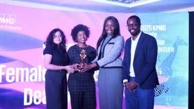 Ifeoma Uddoh receiving Growth-Stage Venture category award at 2025 Female Founders DealRoom