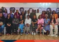 Group photograph of the 14 female founders and partners at the BGIS Close-Out Reception and Women Who Build documentary launch in Lagos, Nigeria.