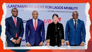 Lagride Chairman Chief Diana Chen and UBA CEO Oliver Alawuba at the $100M facility signing ceremony