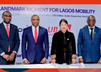 Lagride Chairman Chief Diana Chen and UBA CEO Oliver Alawuba at the $100M facility signing ceremony