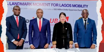Lagride Chairman Chief Diana Chen and UBA CEO Oliver Alawuba at the $100M facility signing ceremony