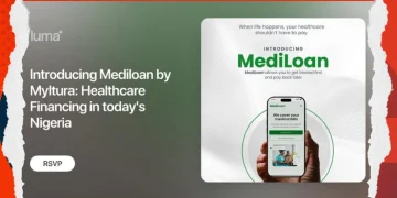 MyItura Mediloan launch event flyer at CcHUB Yaba