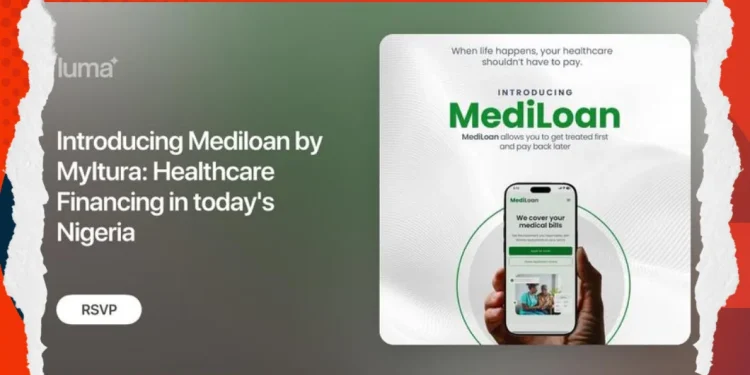 MyItura Mediloan launch event flyer at CcHUB Yaba