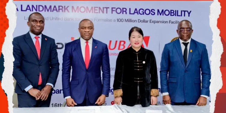 Lagride Chairman Chief Diana Chen and UBA CEO Oliver Alawuba at the $100M facility signing ceremony