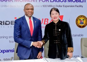 Lagride Chairman Chief Diana Chen and UBA CEO Oliver Alawuba at the $100M facility signing ceremony