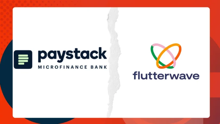 Paystack and Flutterwave: The End of the Gateway Era and the Battle for the Vault 14 Paystack and Flutterwave logos connected by digital infrastructure map, symbolizing the acquisition of Ladder Microfinance Bank and Mono.