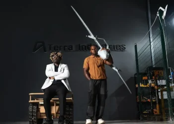 Terra Industries raises $11.8m: Nathan Nwachukwu and Maxwell Maduka at their drone manufacturing factory in Abuja, Nigeria.