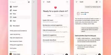 Chatgpt Health Africa: Interface of OpenAI's new ChatGPT Health feature showing connected apps like Apple Health and MyFitnessPal, with a focus on privacy and medical data organization.