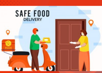 Safer food packaging on sealed meal bags and containers ready for delivery