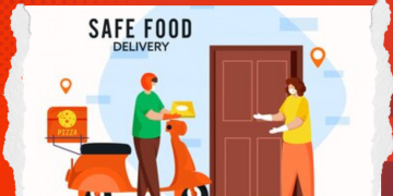 Safer food packaging on sealed meal bags and containers ready for delivery