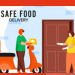 Safer food packaging on sealed meal bags and containers ready for delivery