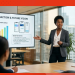 Startup pitch deck guide a founder presenting growth charts and funding slides to investors