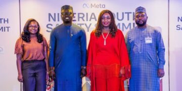 L-R: Sylvia Musalagani, head of Safety Policy, Europe, Middle East and Africa (EMEA), Meta; Ayodele Olawande, Honourable Minister of Youth Development; Sade Dada, Head of Public Policy, Anglophone West Africa, Meta; and Ahmed Yusuf Tanbuwal, Ag Director, Digital Literacy and Capacity Building Department, National Information Technology Development Agency (NITDA), during the Nigeria Youth Safety Summit organised by Meta on Thursday, June 25, 2026, in Abuja.
