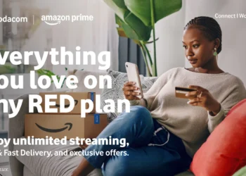 Vodacom and Amazon branding, marking the bundling of Amazon Prime into Vodacom's South African plans