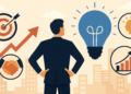 Founder dependency illustration showing a startup founder involved in all aspects of his business