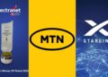 Internet connectivity icons representing Starlink, MTN FibreX, and Spectranet, Nigeria's main broadband choices