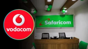 Safaricom and Vodacom branding, after Vodacom completed its $2.1 billion takeover of the Kenyan telecom giant