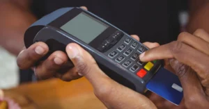 A POS card reader machine, the core tool behind Nigeria's agent banking business