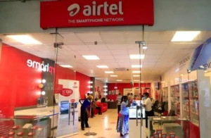 Airtel branding on a storefront in Kenya, where the operator is winding up its wholesale fibre subsidiary