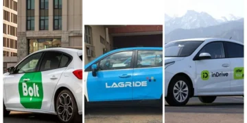 Nigeria Chose Bolt and inDrive Long Before Uber Left 2 Ride-hailing vehicles in Lagos traffic, where Bolt, inDrive and LagRide now compete for Uber's displaced riders