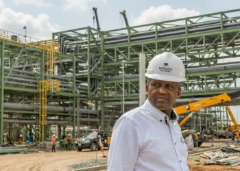 A picture of Dangote and his refinery