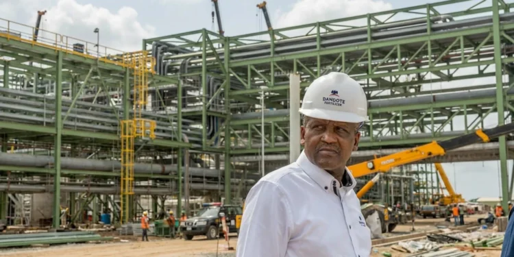 A picture of Dangote and his refinery