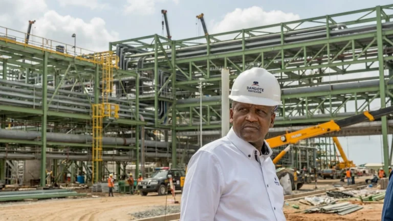A picture of Dangote and his refinery