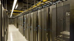 Server racks inside a data centre, as Egypt signs deals to build capacity scaling toward 200MW