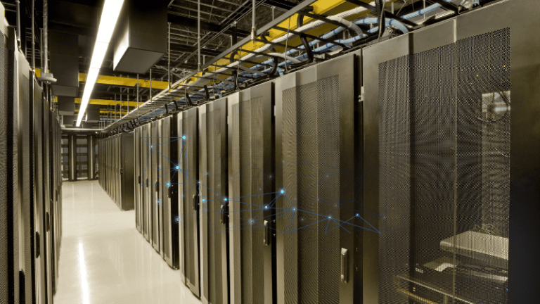 Server racks inside a data centre, as Egypt signs deals to build capacity scaling toward 200MW