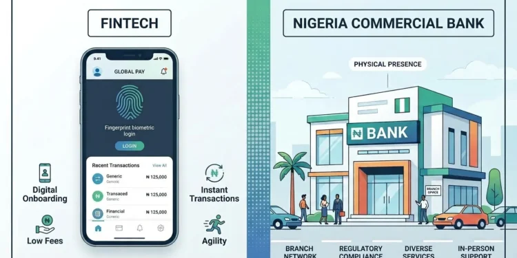 Fintech vs Bank in Nigeria: What Actually Sets Them Apart 1 A Comparison of a Nigerian commercial bank with a Fintech