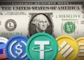 Different stablecoin icon and a dollar