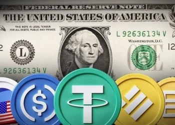 Different stablecoin icon and a dollar
