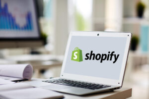 An image of a shopify website on a laptop