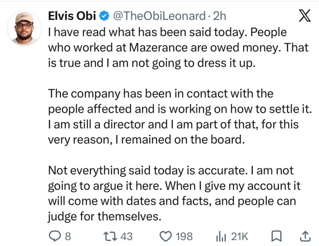 Mazerance CEO Elvis Obi Quits as 7 Months Unpaid Salary Claims Rock African Gaming Startup 3 Mazerance unpaid salaries