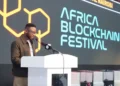 An image of a speaker at the Africa Blockchain festival