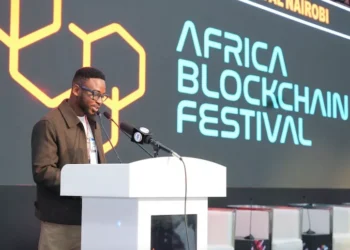 An image of a speaker at the Africa Blockchain festival
