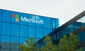 Microsoft logo on office building