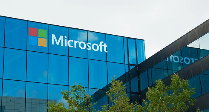 Microsoft logo on office building