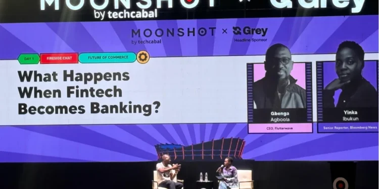 Moonshot 2026 Flutterwave banking discussion featuring CEO Olugbenga Agboola in Lagos.